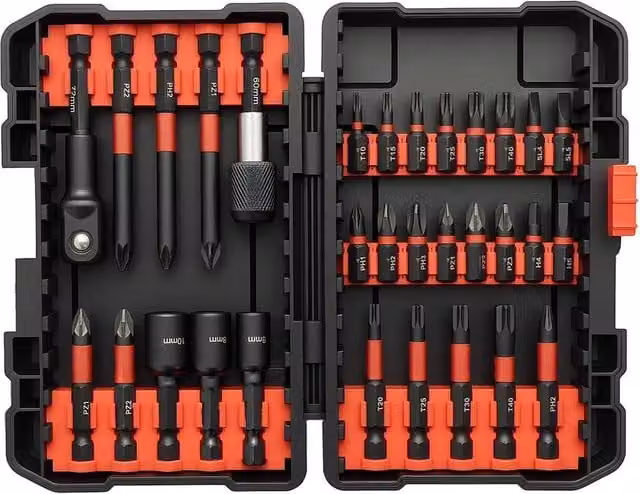Nordara 31-Piece Alloy Steel Impact Screwdriver Bit Set in Red