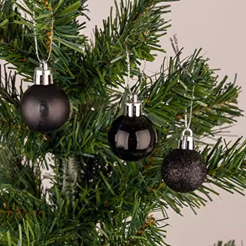 Shatchi 24-Piece Shatterproof Christmas Bauble Hanging Decorations in Black and Silver – 3