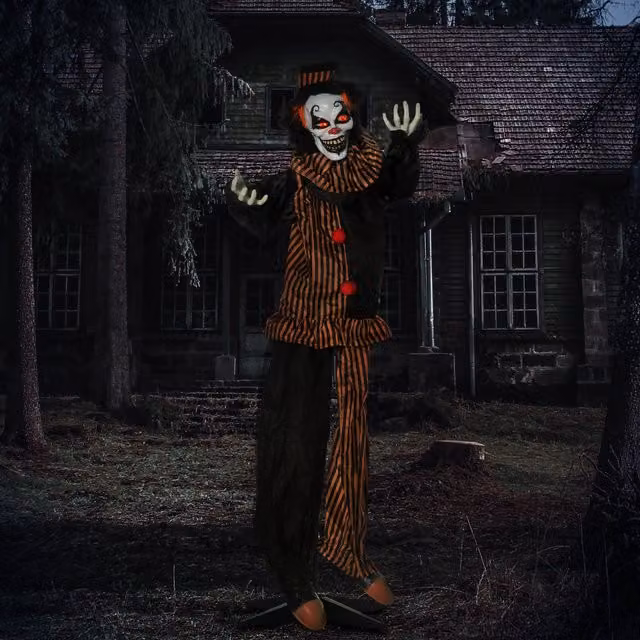OUTSUNNY Animated Circus Clown Halloween Decoration, Red and Multicolour, Height: 170.18 cm