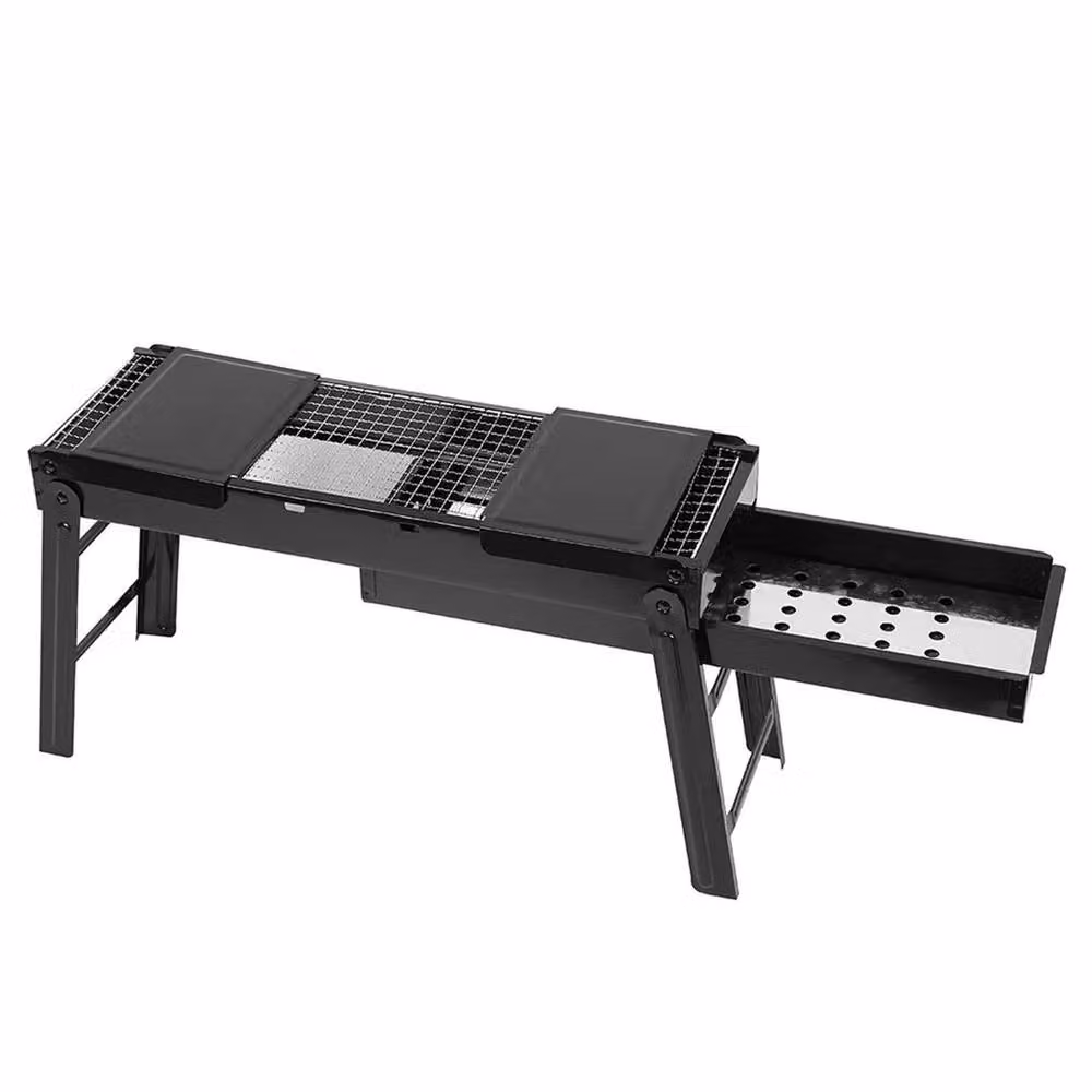 NESTLUNE Portable Folding Charcoal BBQ Camping Grill, Black, W: 100 cm, D: 60 cm, H: 33.5 cm – 3