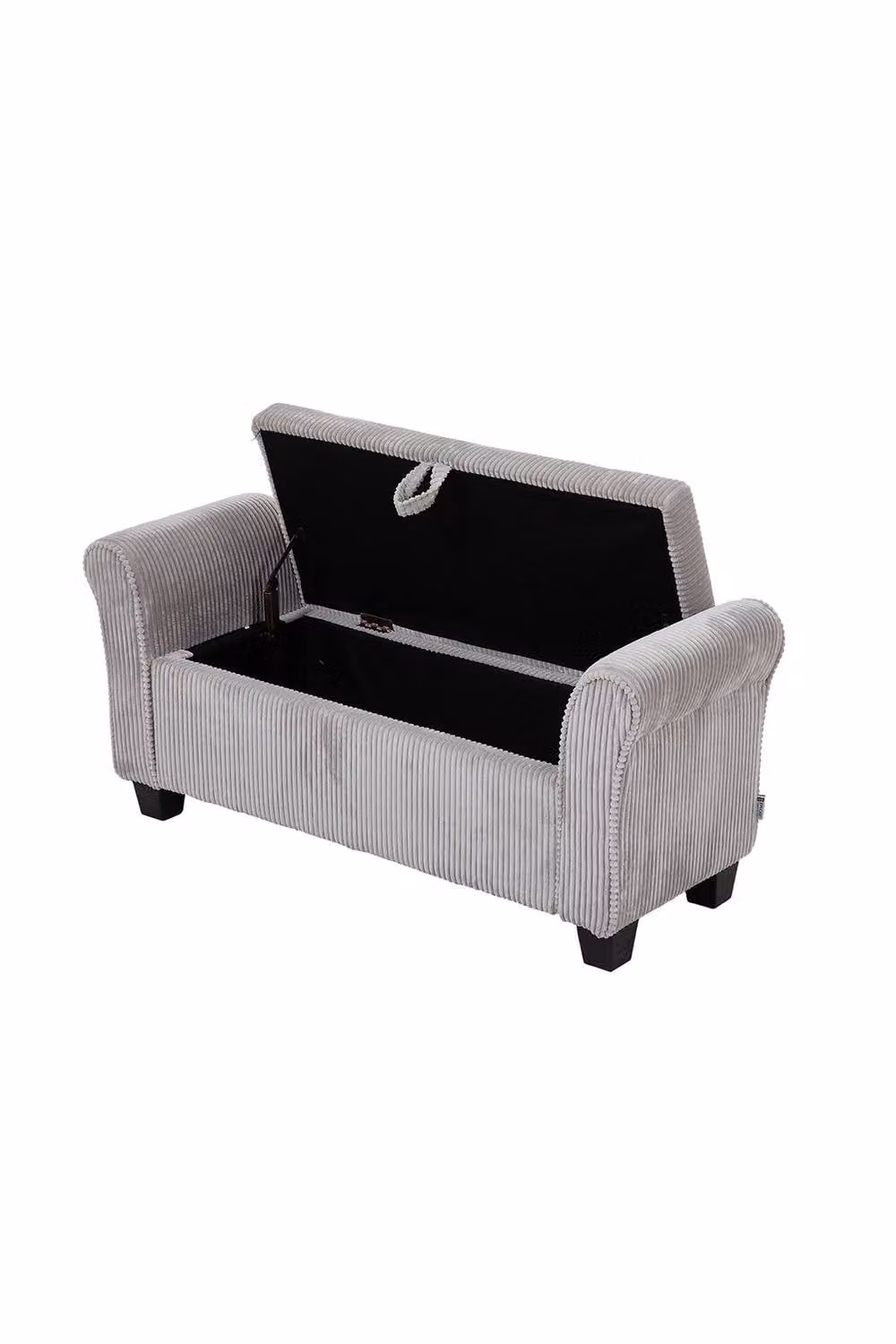 Living and Home Grey Corduroy Upholstered Storage Bench with Armrests – 2