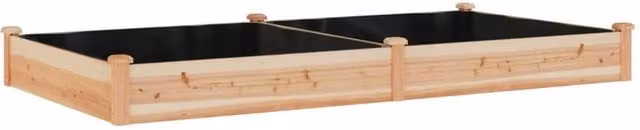 Berkfield Home Garden Raised Bed with Liner in Light Brown Solid Wood, W: 240 cm, D: 120 cm, H: 25 cm – 1