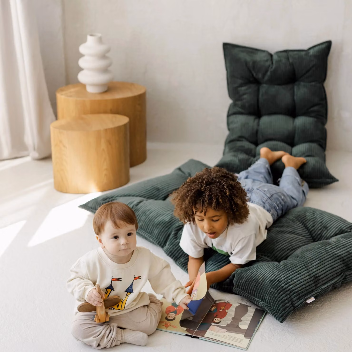 MiniCamp Corduroy Floor Cushion in Petrol Green, W/D/H: 150 x 90 cm – 4