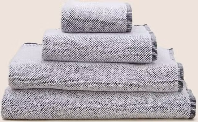 M&S Fluffy Pure Cotton Cosy Weave Towel in Grey Mix
