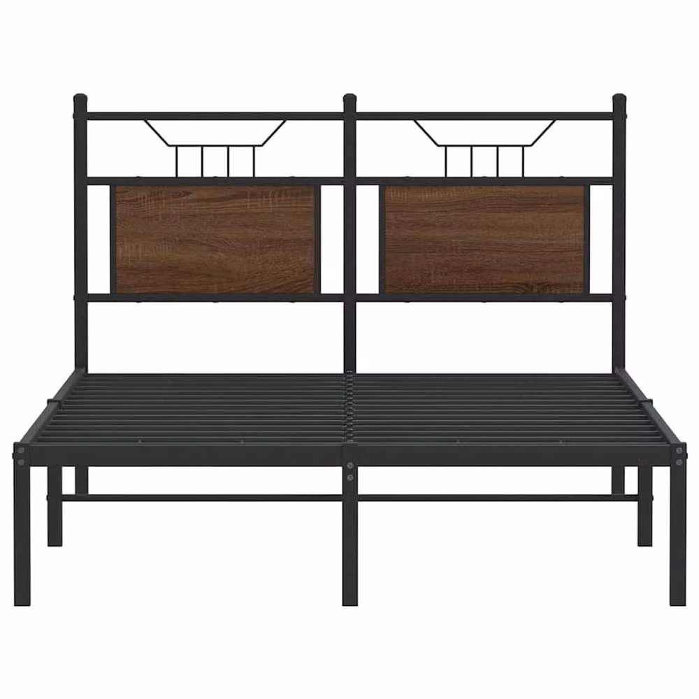 Berkfield Home Small Double Decorative Bed Frame in Brown Oak and Metal, W/D/H: 120 x 190 cm – 4