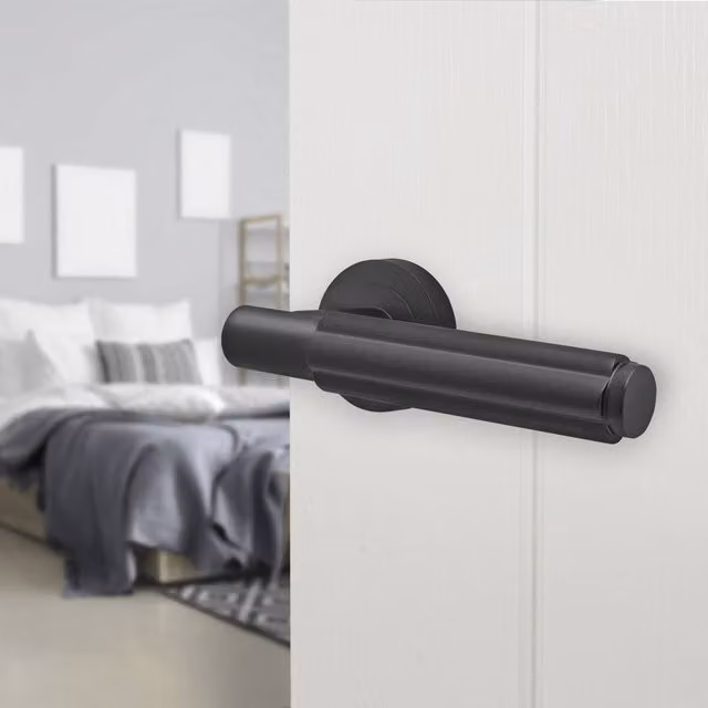 AFIT Matt Black Internal Fire Door Lever On Rose Handle, Aluminium, W/D/H: 15.0 x 6.7 x 15.0 cm – 1