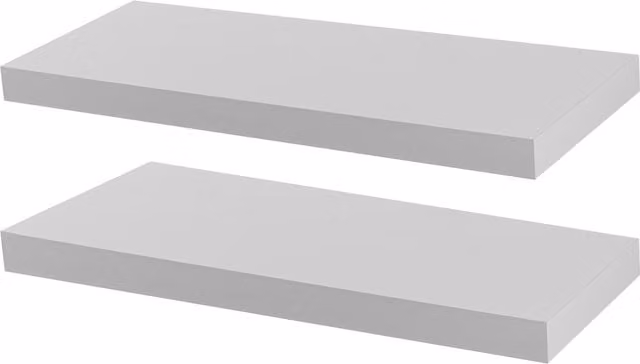 Harbour Housewares Modern Floating Wall-Mounted Shelves in White, Set of 2