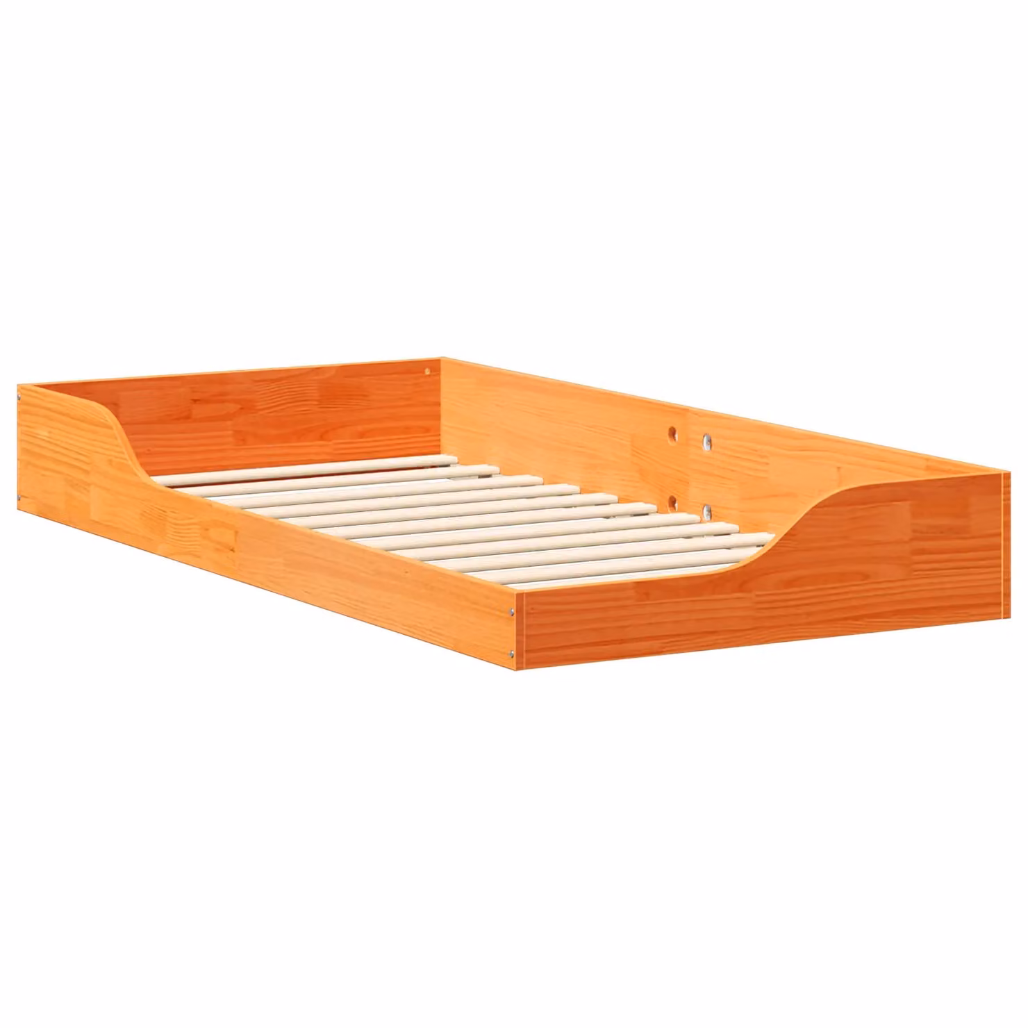 Berkfield Home Solid Pine Wood Floor Bed Frame in Wax Brown and Beige, W/D/H: 90 x 190 cm – 2