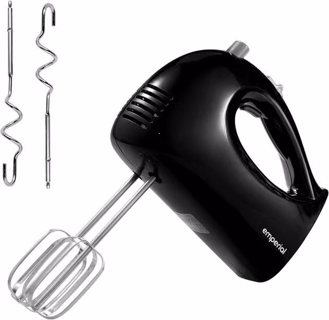 Emperial Electric Hand Mixer and Whisk with 5 Speeds and Attachments, Black – 1