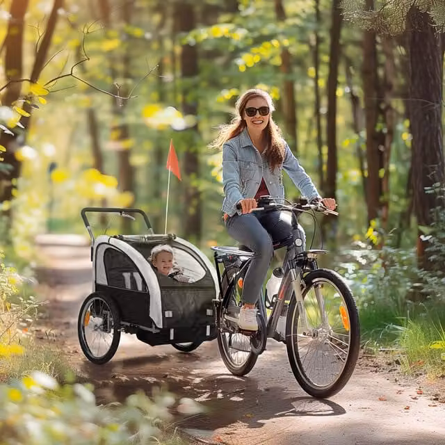 HOMCOM 2-Seat Convertible Bike Trailer Stroller in Black