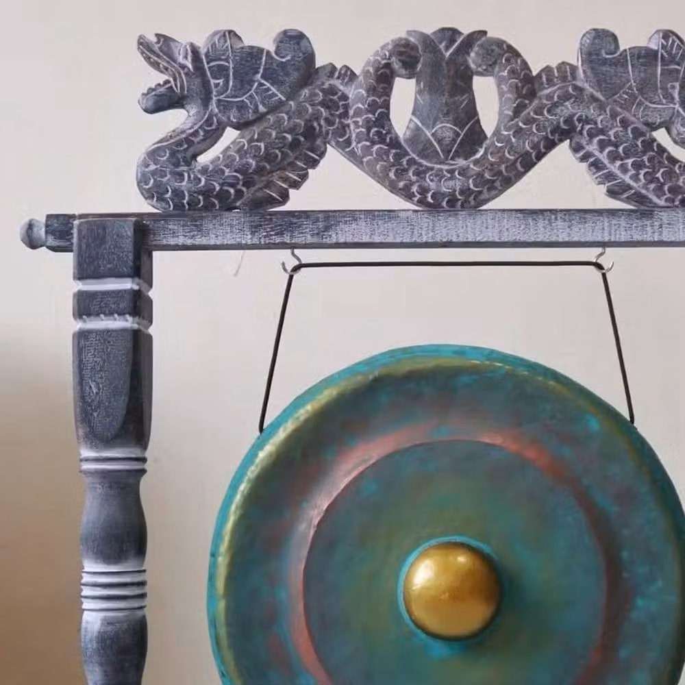 KDMD Small Bali Gong with Stand, Greenwash, Diameter: 25 cm – 2