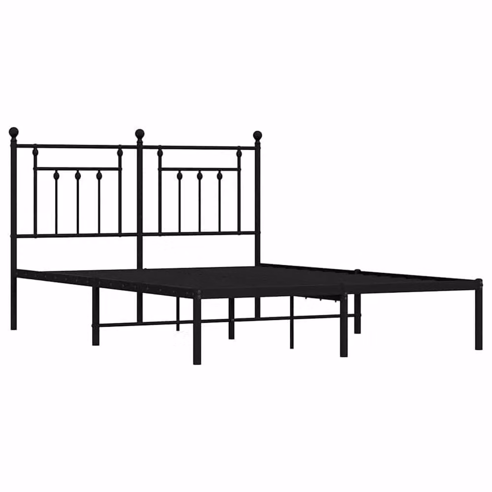Berkfield Home Metal Bed Frame with Headboard in Black, W/D/H: 150 x 200 cm – 2