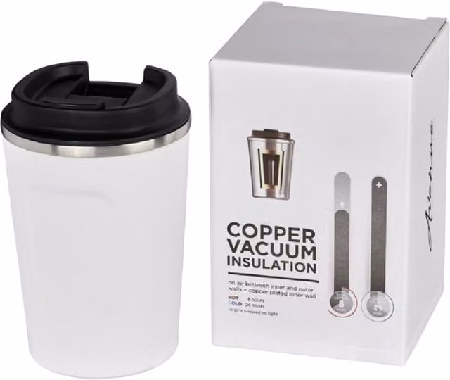 Avenue Thor White Leak-Proof Copper Vacuum Tumbler, 360 ml