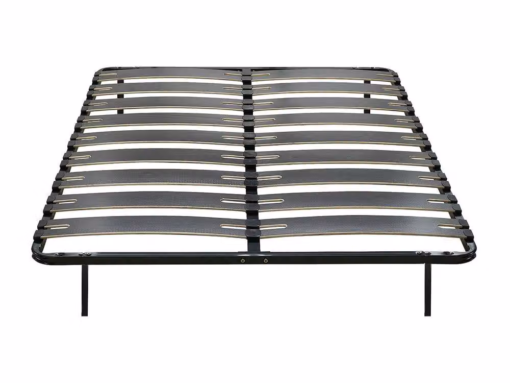 YSME Black Slatted Double Bed Frame with Wood Slats, W: 160 cm x L: 200 cm – 2