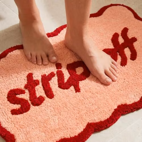Mooky Mats Strip Off Scalloped Bath Mat in Red/Pink, Non-Slip and Absorbent, W: 50 cm, D: 80 cm – 4
