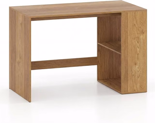 Gymax Modern Computer Desk in Brown and Beige, W/D/H: 112 x 60 x 75 cm