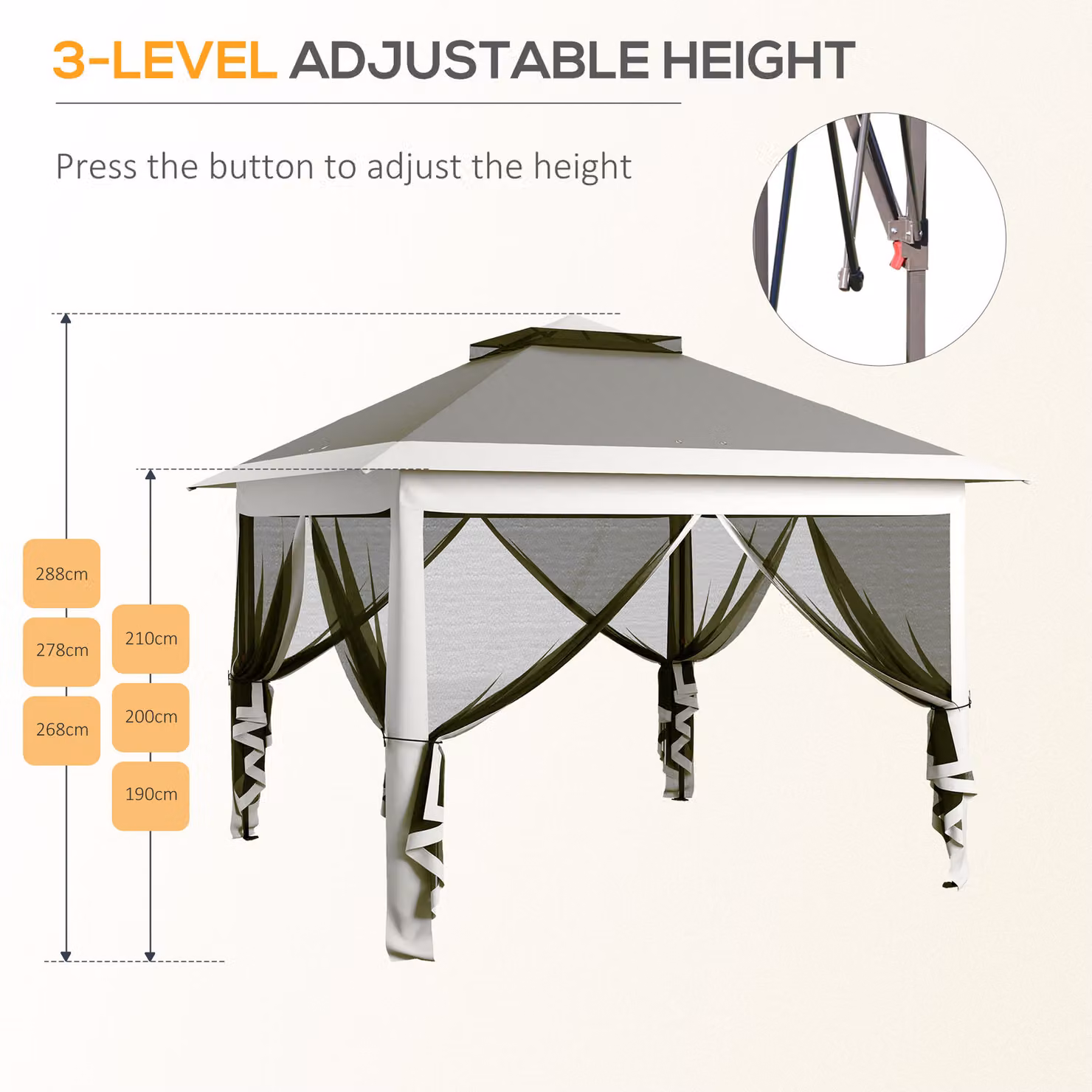 Outsunny Pop Up Gazebo with Sides and Waterproof Double Roof Canopy in Dark Grey, W: 330 cm, D: 330 cm, H: 288 cm – 3