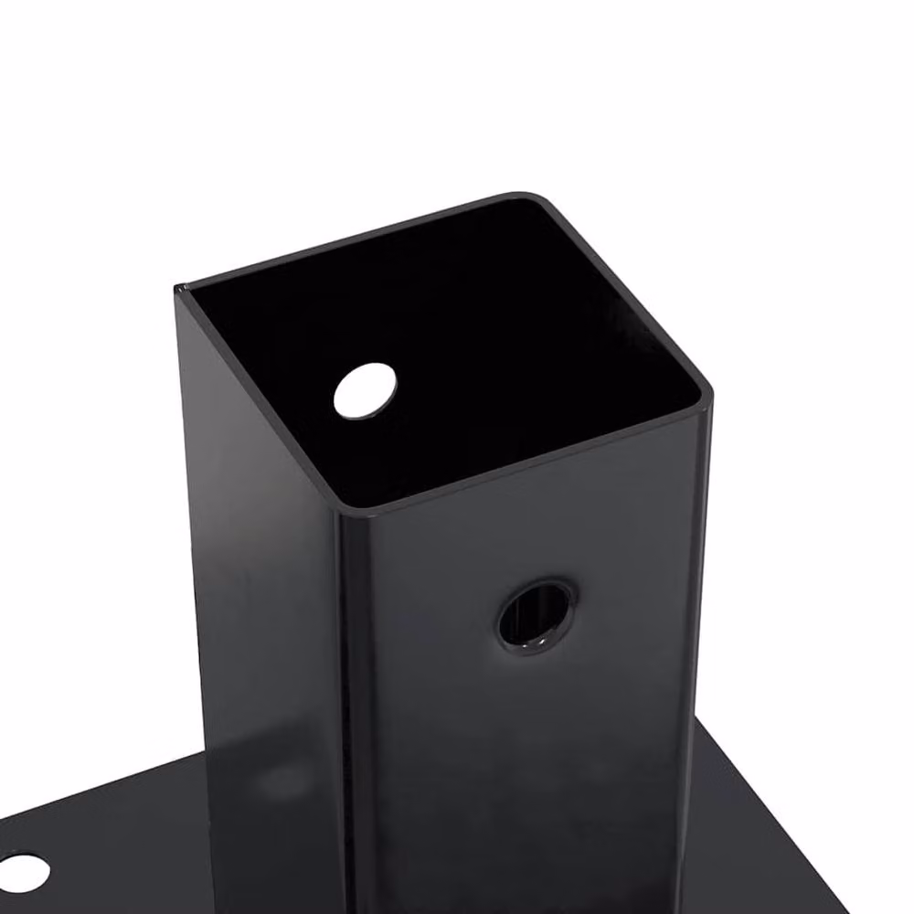 Berkfield Home Square Post Bases, 4 Pack, Anthracite Black Powder-coated Steel, 71 x 71 mm – 4