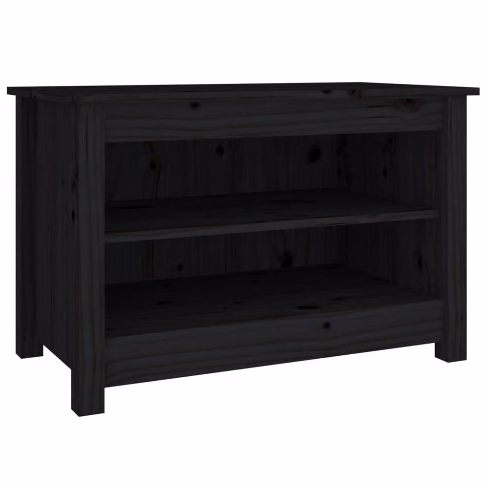 Berkfield Home Black Solid Wood Pine Shoe Bench W/D/H: 70 x 38 x 45.5 cm – 3