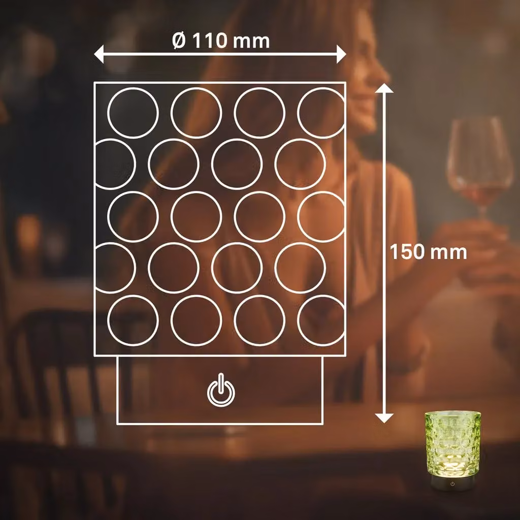 BRILONER 2 Pack Green Rechargeable Touch Glass LED Table Lamps, H 15 x W 15 x D 11 cm – 5