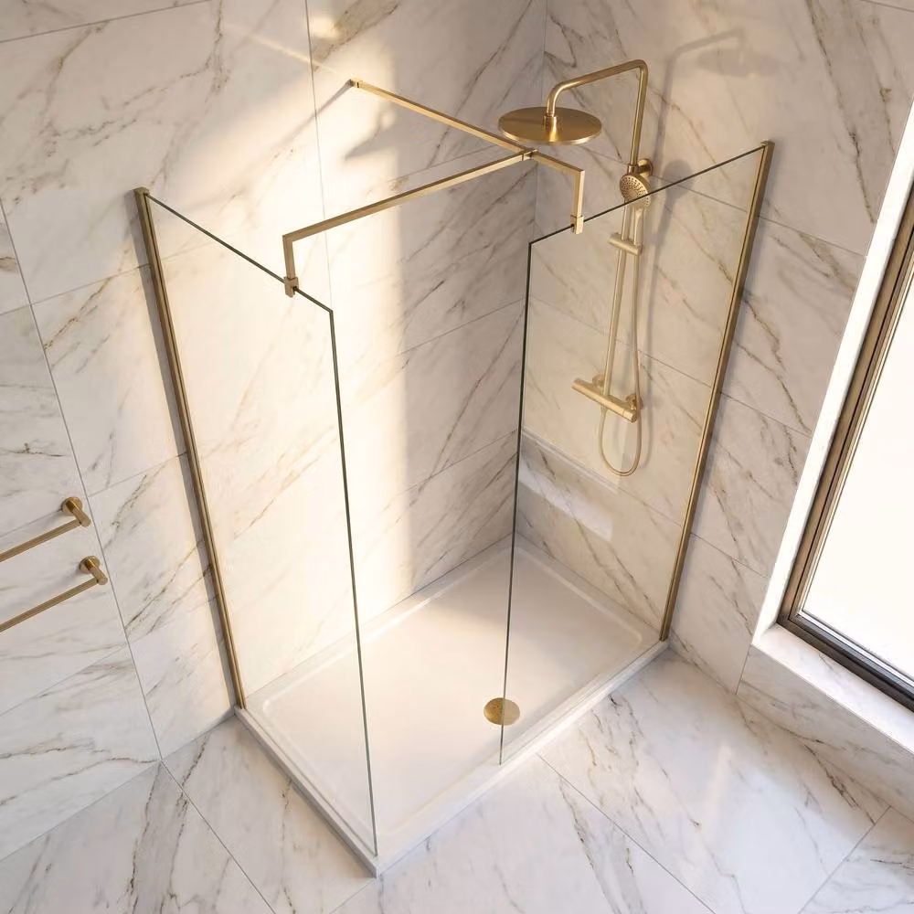 Balterley Rectangular Walk-In Wetroom Bundle in Brushed Brass, W: 160 cm, D: 70 cm – 3
