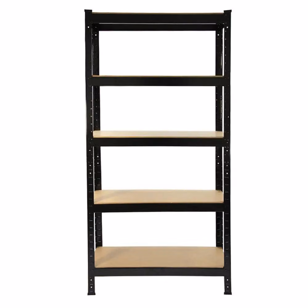Monstershop Heavy Duty 5 Tier Metal and MDF Shelving Unit, Black, W: 75 cm, D: 30 cm, H: 150 cm – 2