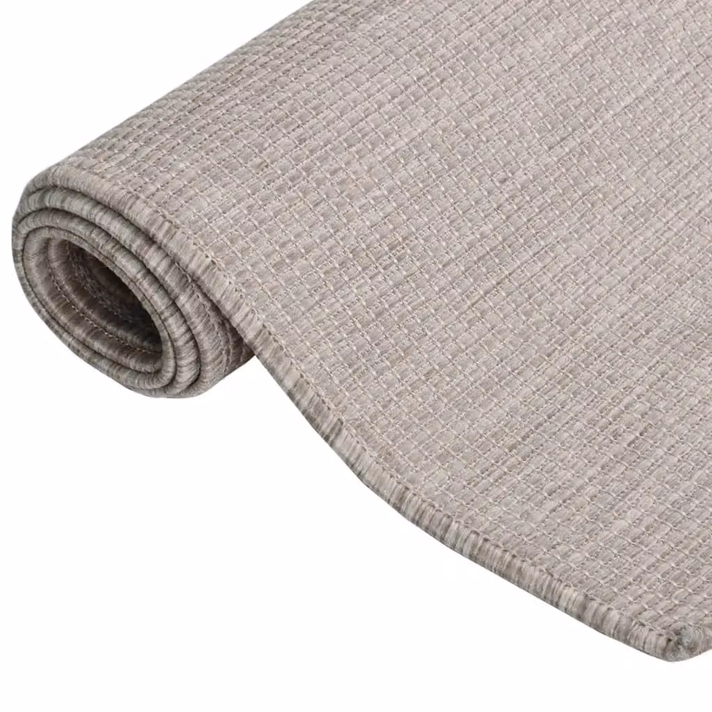 Berkfield Home Outdoor Flatweave Round Rug in Beige, W: 80 cm, D: 80 cm