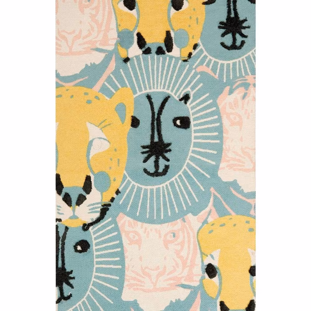 Wyld and Coco Kids Safari Animal Rug, Multicolour, W: 80 cm, L: 150 cm