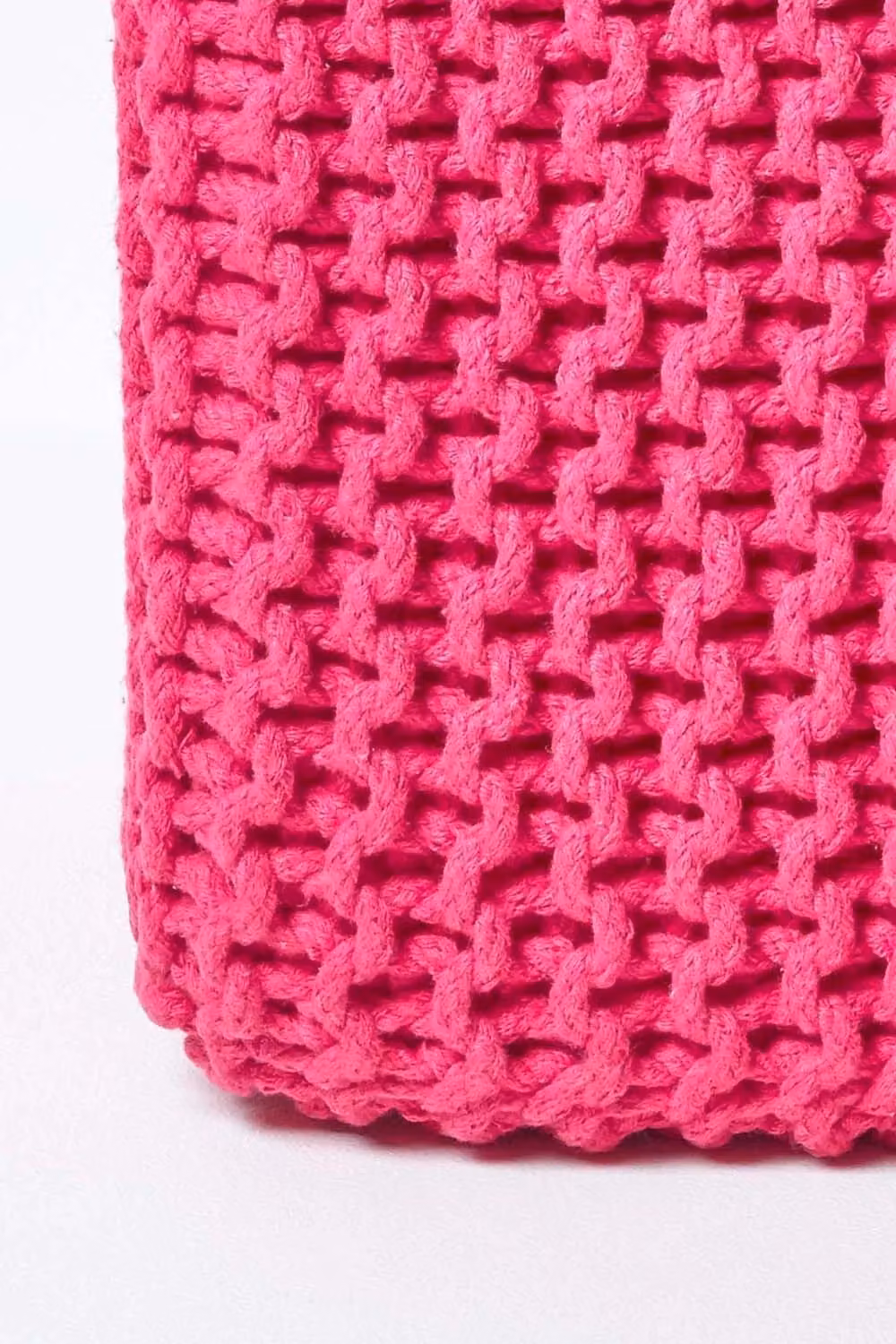 Homescapes Cube Cotton Knitted Pouffe Footstool in Pink – 3