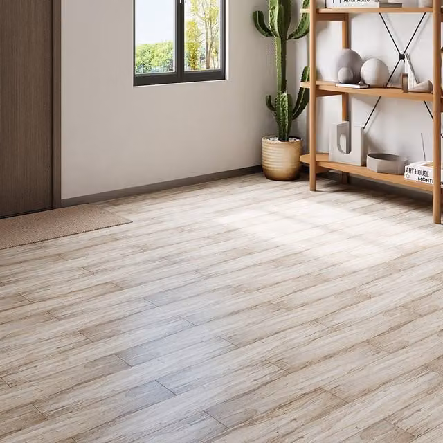 Livingandhome 36-Piece Self-Adhesive Wood-Look PVC Flooring Planks in Light Grey
