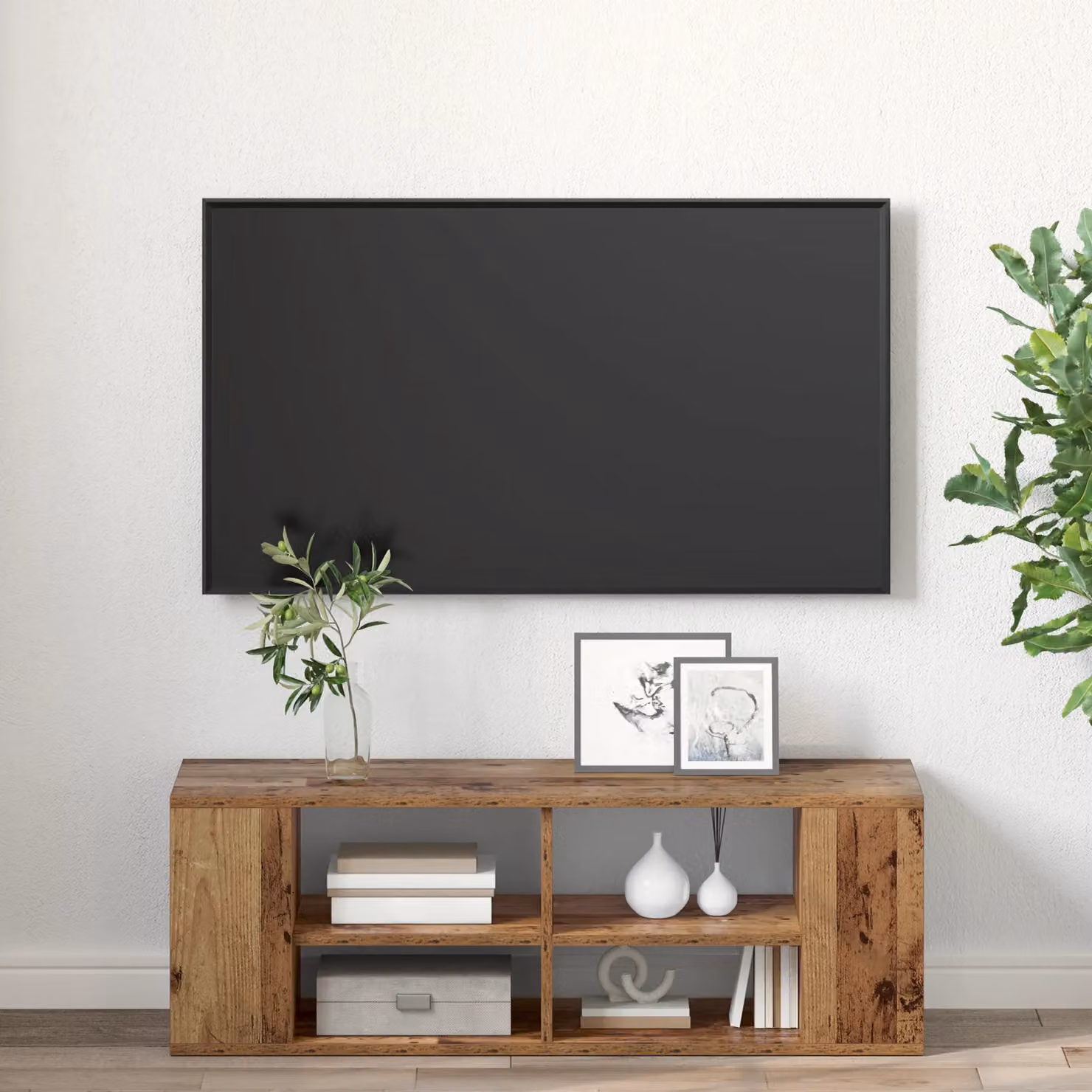 Berkfield Home Modern TV Cabinet with Shelf in Brown, W/D/H: 102 x 35 x 35 cm – 3