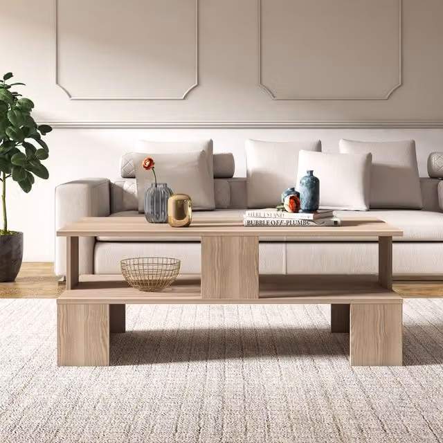 Decorotika Evans Cordoba Coffee Table in Yellow and Beige, W/D/H: 120 x 60 x 45 cm