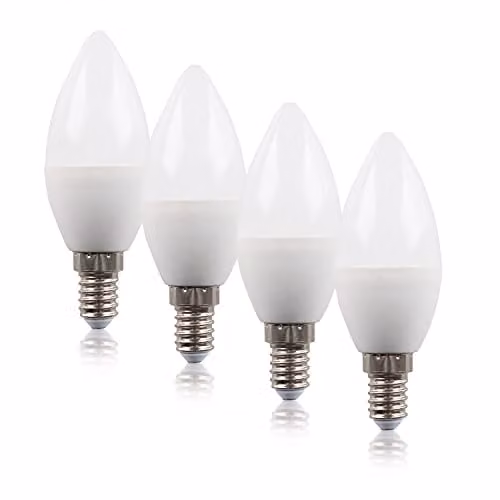 MiniSun Pack of 4 4W High Power LED SES E14 Frosted Opal Candle Bulbs, 3000K Warm White