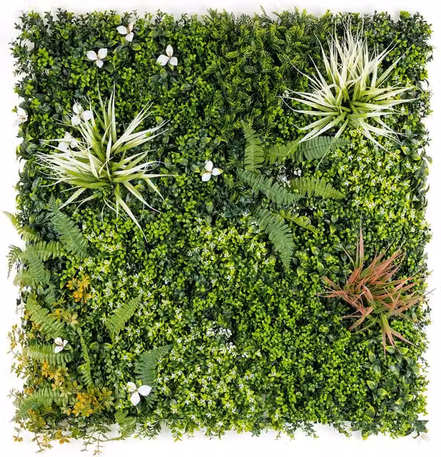 Christow Artificial Plant Living Wall Panels Green Set of 4, W/H: 50 x 50 cm