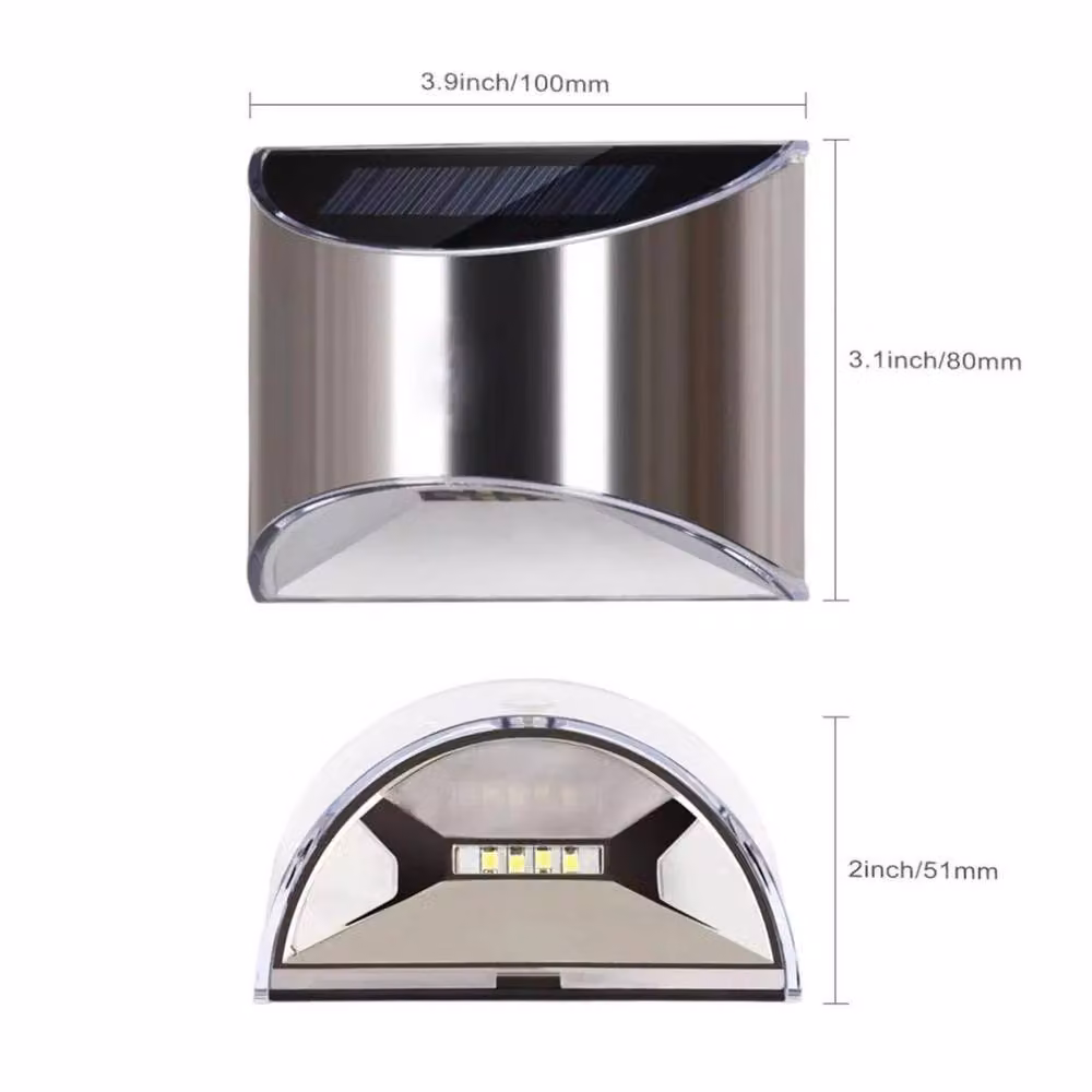 NESTLUNE Solar LED Outdoor Wall Light in Silver Stainless Steel – 2