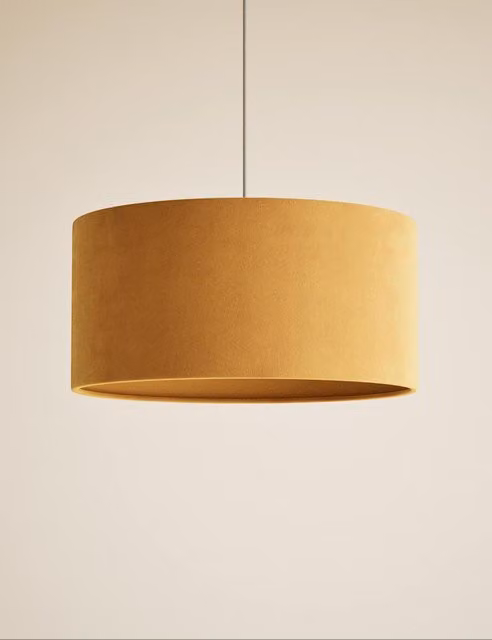 M&S Modern Yellow Velvet Cylinder Ceiling Lamp Shade