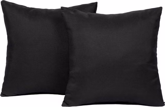 Brentfords Pack of 2 Black Square Outdoor Cushion Covers with Removable Stain Repellent Polyester Covers