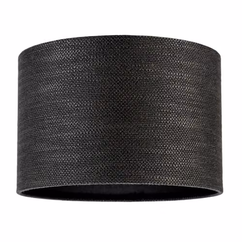 Happy Homewares Modern Round Bobbled and Textured Linen Fabric Lamp Shade in Black, W: 30 cm, H: 20 cm – 1