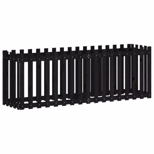 vidaXL Wooden Garden Raised Bed with Fence Design, Black, W: 200 cm, D: 50 cm, H: 70 cm