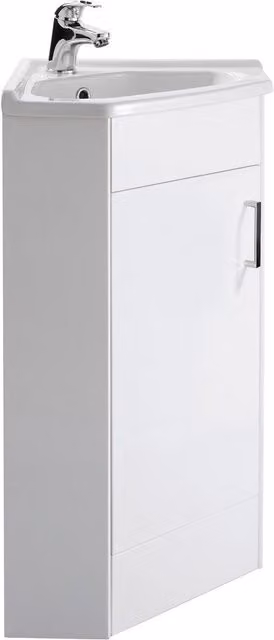 Balterley Gloss White Free Standing 1 Door Corner Vanity Basin Unit Width: 55.5 cm – 1