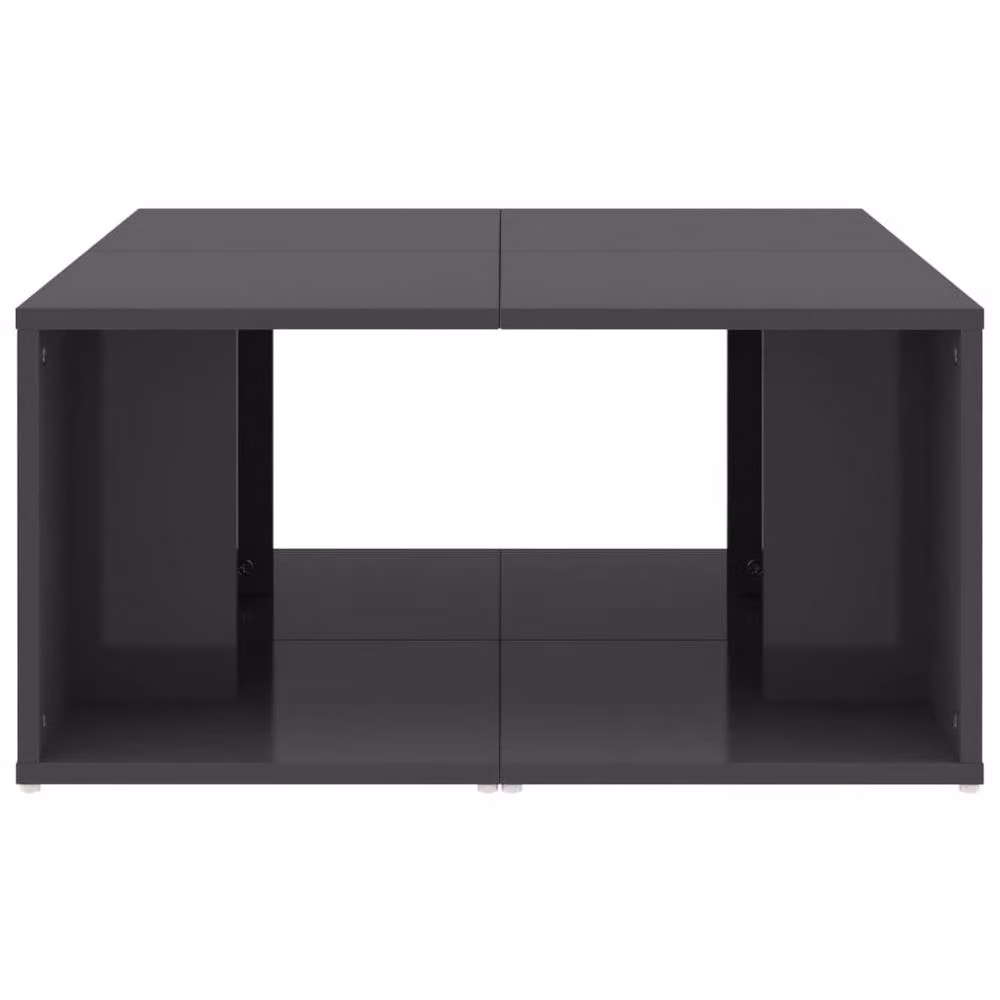 Berkfield Home Set of 4 Modern Square Coffee Tables in High Gloss Grey, W/D/H: 33 x 33 x 33 cm – 3