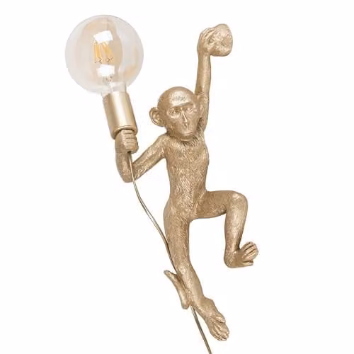ValueLights Modern Gold Monkey Design Wall Light with Transparent Glass Shade – 1