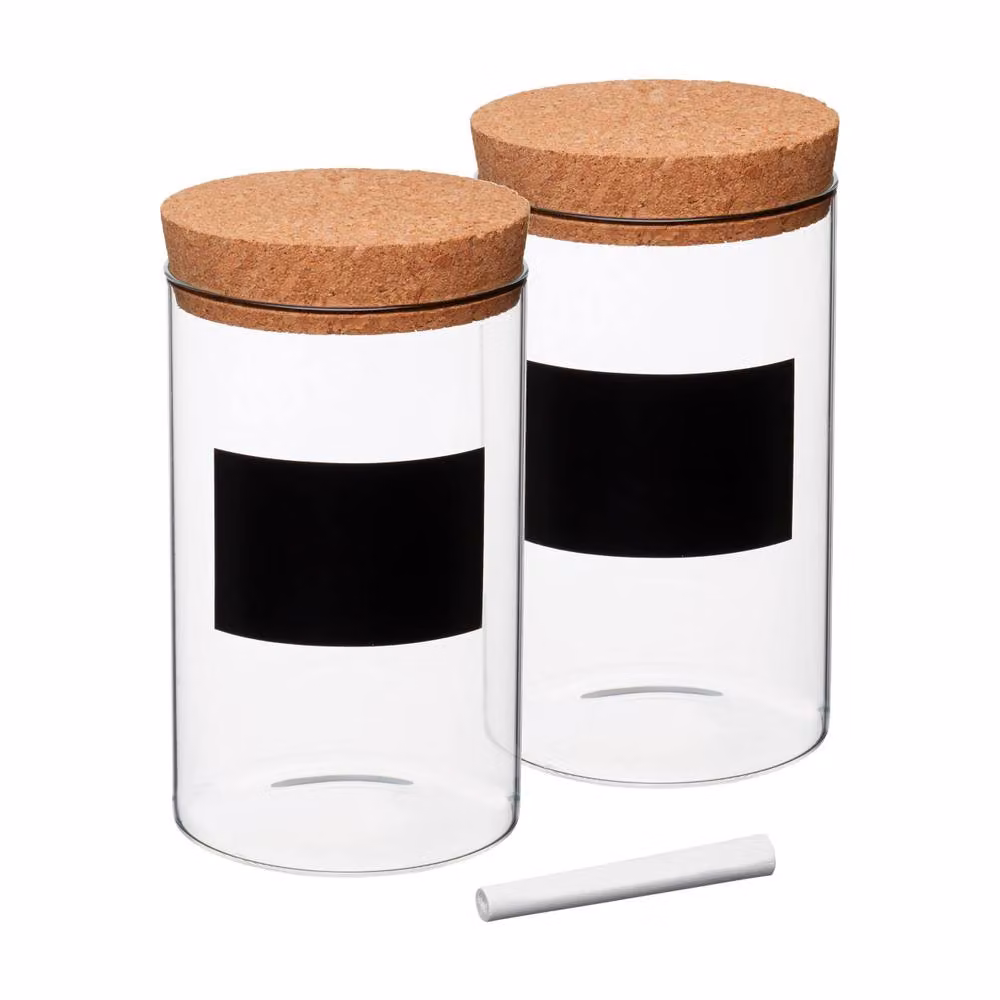 Natural Elements Set of 2 Medium Transparent Glass and Plastic Storage Canisters – 2