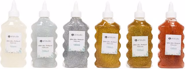Art Studio Pack of 6 Multicolour Iridescent Liquid Glitter Glues