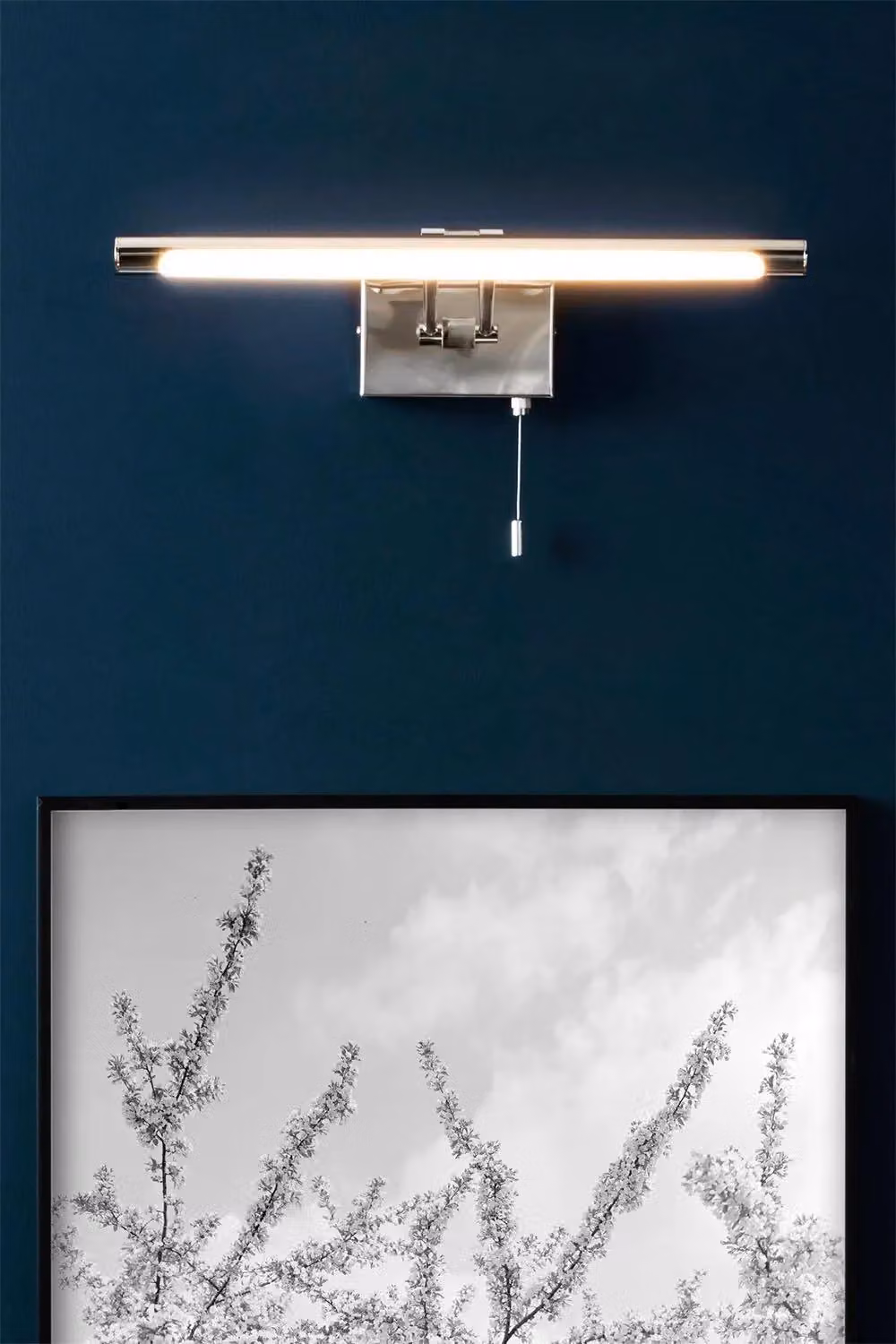 BHS Lighting Barrio Modern Chrome Metal Wall Light with Glass Shade and Pull Chain in Silver – 2