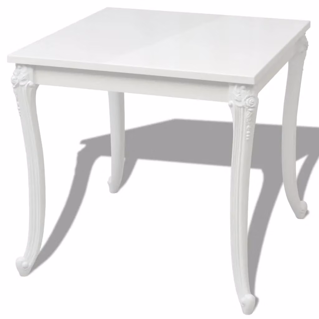 Berkfield Home Modern Square Dining Table in High Gloss White, W/D/H: 80 x 80 x 76 cm – 2