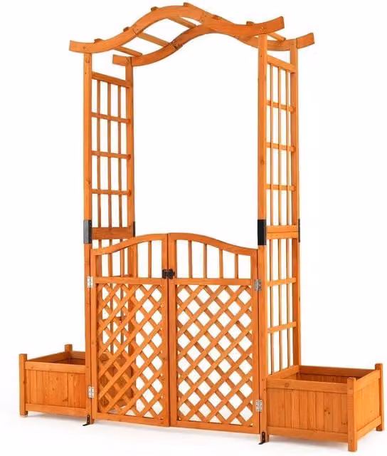 Kelvenix Brown Wooden Trellis Walk-Through Archway for Garden Support, Height: 210 cm