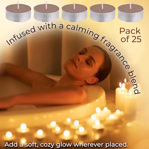 Deco Express Cinnamon Roll Scented Tealight Candles, Brown, 25 Pack – 5