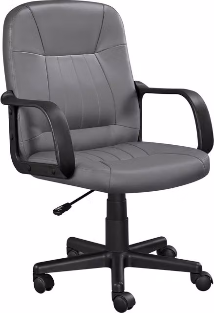 Yaheetech Grey Synthetic Leather Swivel Task Chair with Armrests for Home Office
