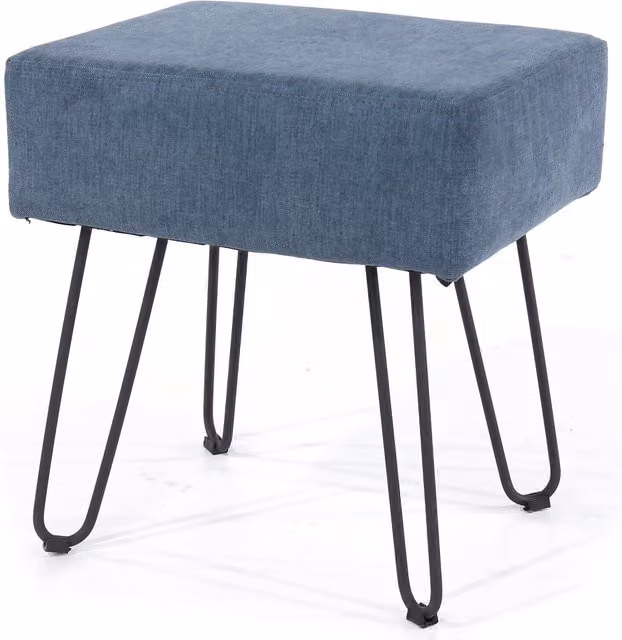 Core Products Ltd Aspen Blue Upholstered Rectangular Stool with Black Metal Legs